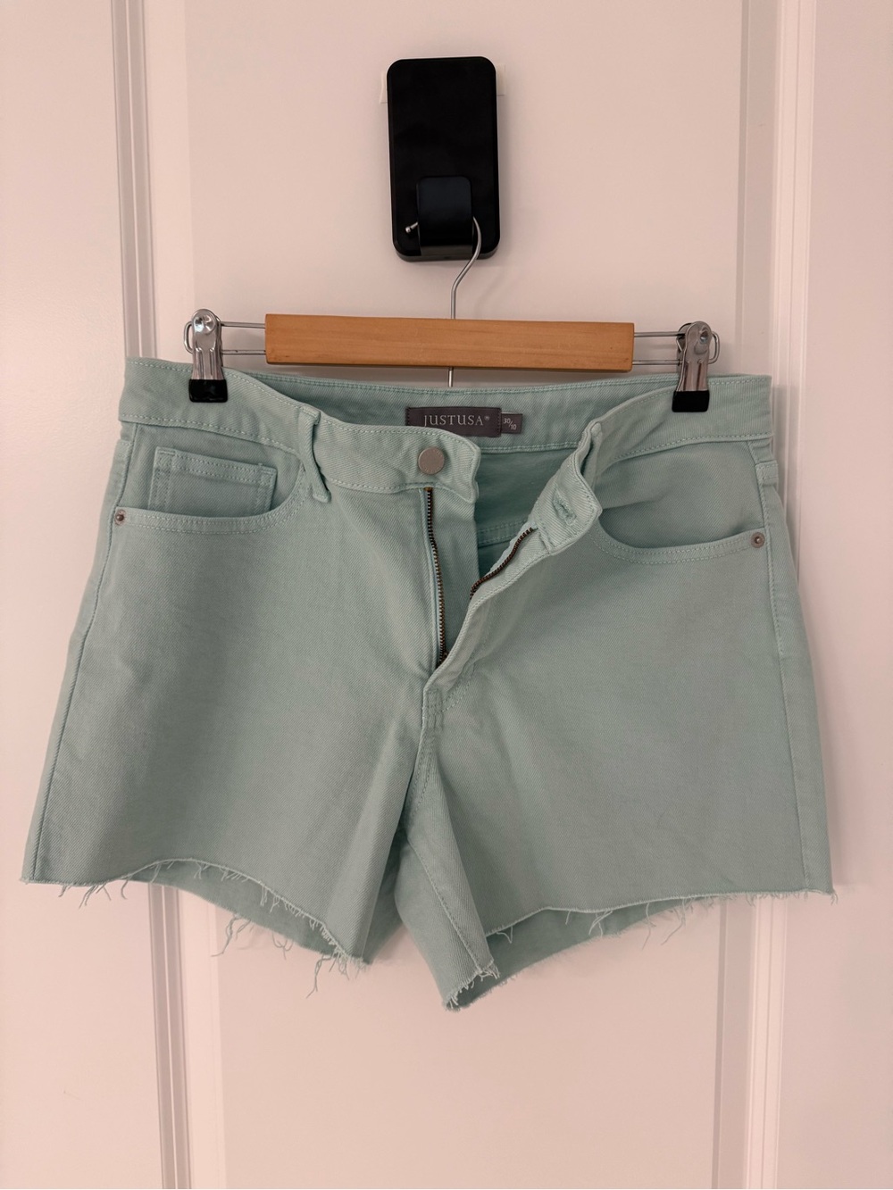 Just USA Pastel Mint Cutoff Denim Shorts